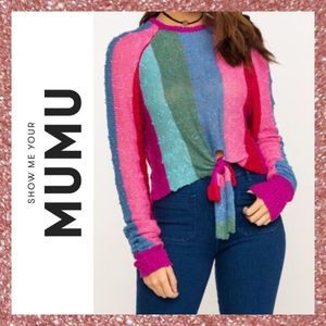 NWT Show Me Your Mumu Pink Striped Sweater Small S